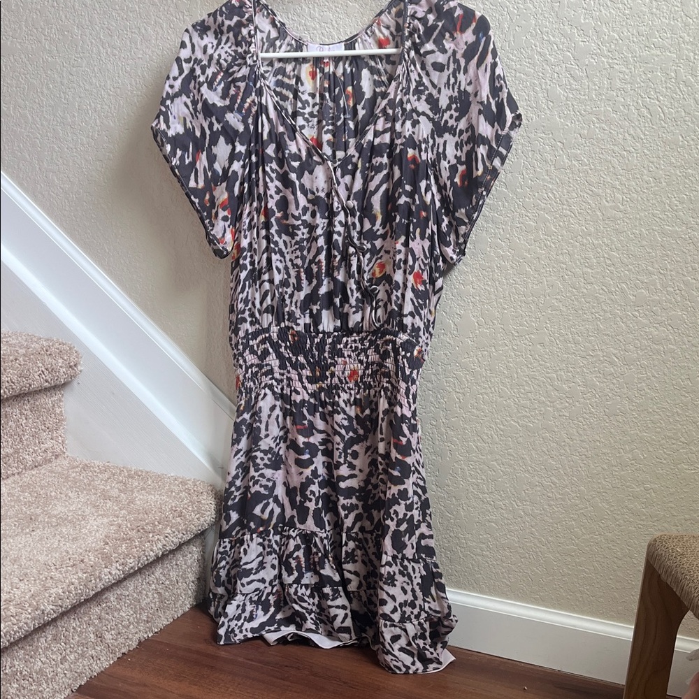Parker Black and beige Patterned Midi Dress